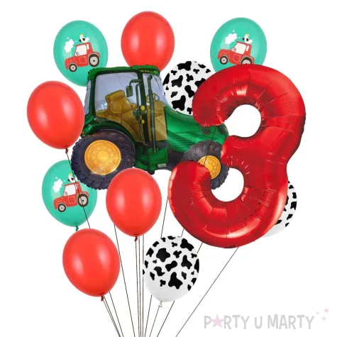 xx balony 3 urodziny zielony traktor
