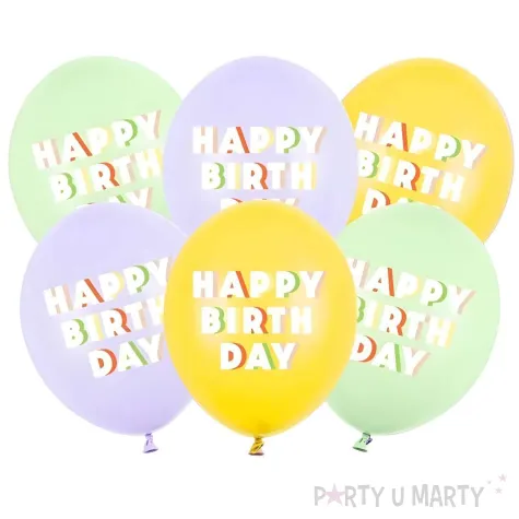 xx balony 30 cm happy birthday mix 1 op 6 szt