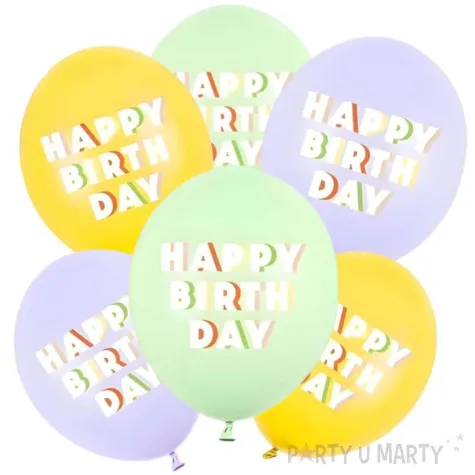 xx balony 30 cm happy birthday mix 1 op 6 szt