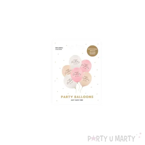 xx balony 30 cm happy birthday mix rozowy 1 op 6 szt