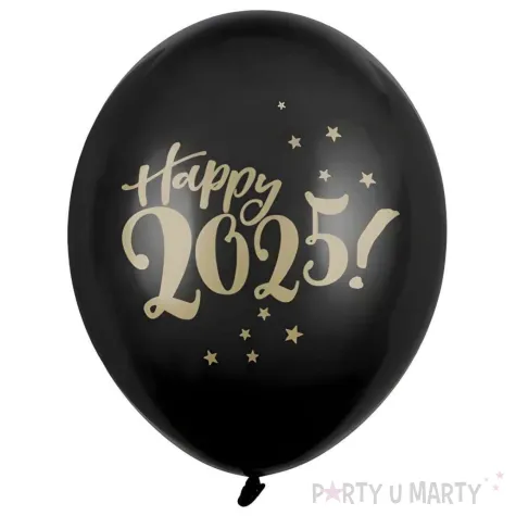 xx balony 30cm happy 2025 pastel black 1 op 6 szt