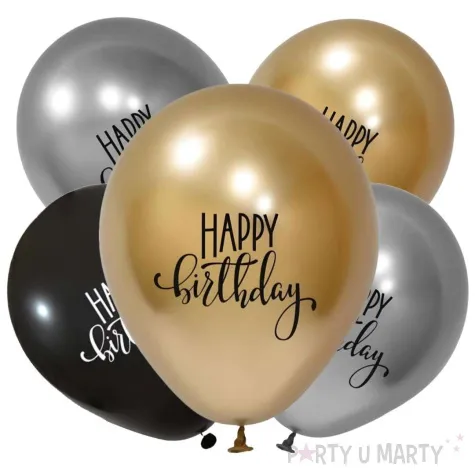xx balony happy birtday platynowe kolory 12 5 szt