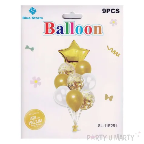 xx balony lateksowe 9 szt zloty mix