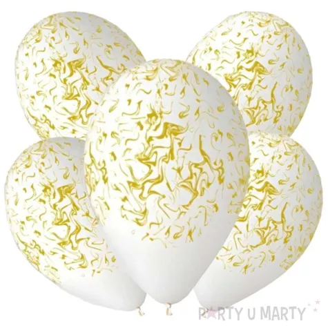 xx balony premium hel marble biale zlote nadruki 13 5 szt