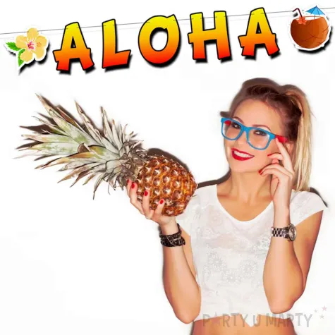 xx baner aloha z kwiatem zolto czerwona