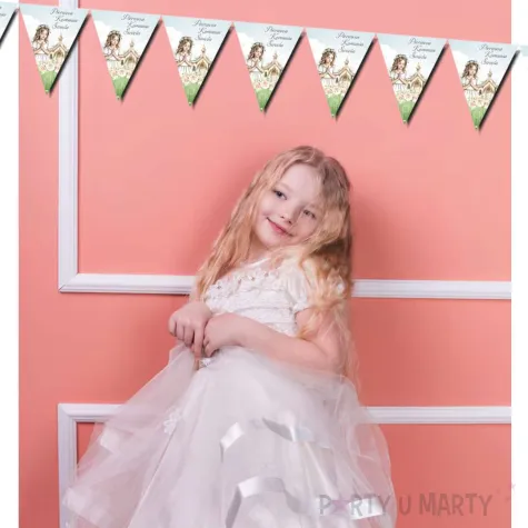 xx baner flagi komunia dziewczynka i kosciol