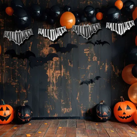 xx baner halloween nietoperz szaro czarny