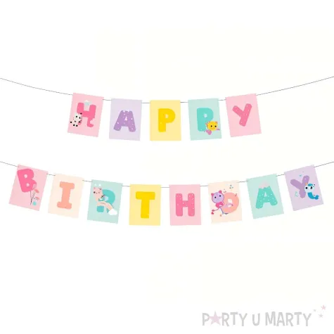 xx baner happy birthday koci domek gabi 180 x 15 cm mix