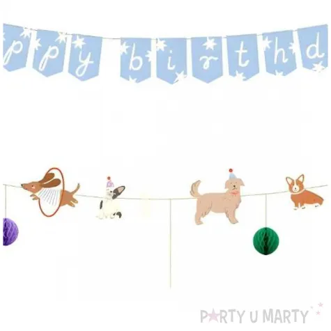 xx baner happy birthday pieski 210 cm mix