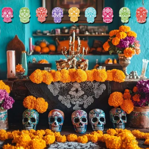 xx baner muertos czaszki azur kolorowy