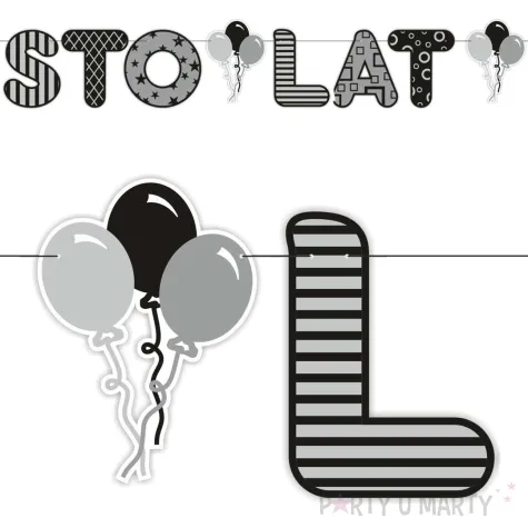 xx baner sto lat srebrno czarny