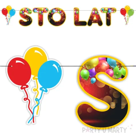 xx baner sto lat z balonami czerwono czarny