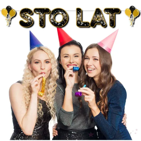 xx baner sto lat z gwiazdkami zloto czarny