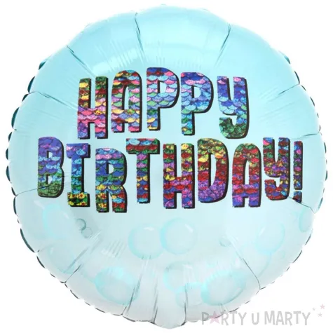 xx bfk balon foliowy 18 shp happy bday rainbow sequins