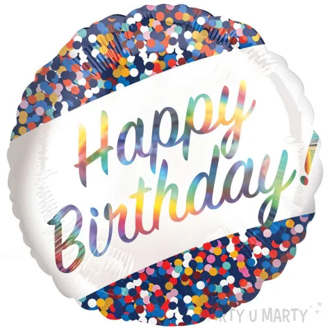 xx bfk balon foliowy 18 shp holo iridescent bday confetti