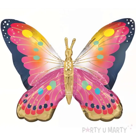 xx bfk balon foliowy helowy vibrant pink satin butterfly flutters