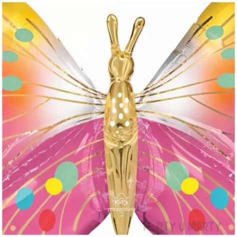 xx bfk balon foliowy helowy vibrant pink satin butterfly flutters
