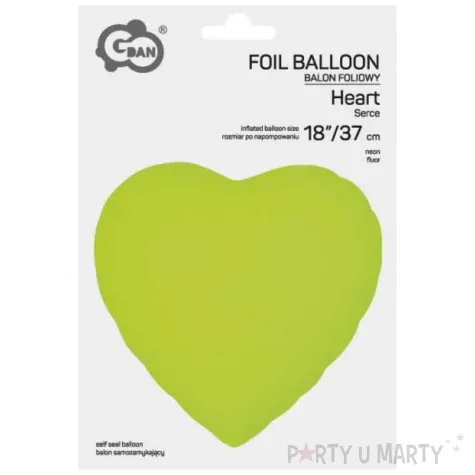 xx bfk balon foliowy serce fluor zolty 18
