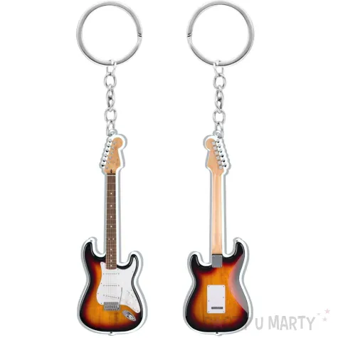 xx brelok gitara elektryczny stratokaster palone drewno