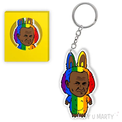 xx brelok lapapa papiez czarno teczowy