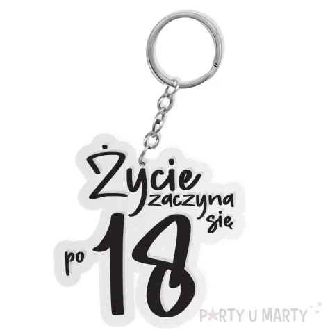 xx brelok zycie zaczyna sie po 18 czarny