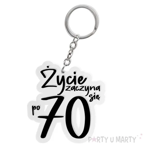 xx brelok zycie zaczyna sie po 70 czarny