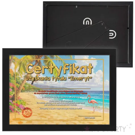 xx certyfikat uzyskania tytulu emeryt na wakacjach