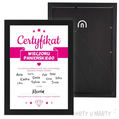 xx certyfikat wieczoru panienskiego