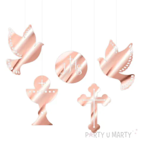 xx dekor kart komunia rose gold metalik x5