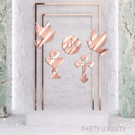 xx dekor kart komunia rose gold metalik x5