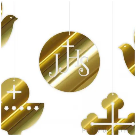 xx dekor kart komunia zloty metalik x5