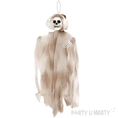 xx dekoracja halloween wiszacy duch szkielet szary