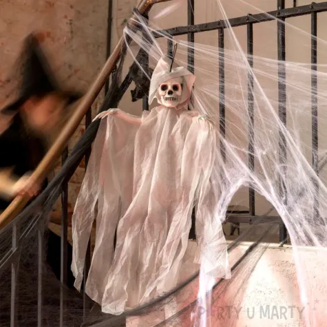 xx dekoracja halloween wiszacy duch szkielet szary