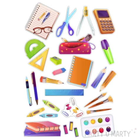 xx dekoracja kart przybory szkolne a1
