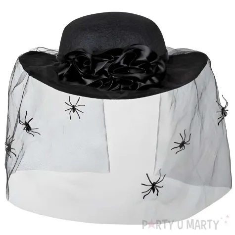 xx kapelusz pajecza wdowa z welonem czarny