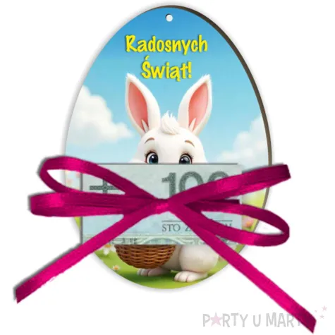 xx karnet na banknot bialy krolik i pisanki