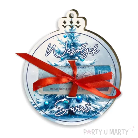 xx karnet na banknot bombka choinka