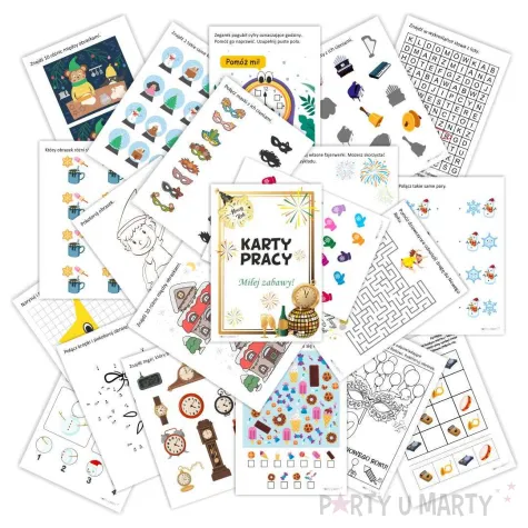 xx karty pracy sylwesterowo swiateczne