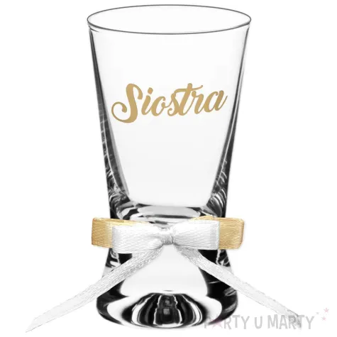 xx kieliszek do wodki siostra gold wedding z kokardka