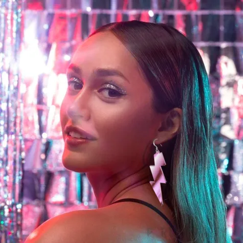 xx kolczyki blyskawice rozowe lustro