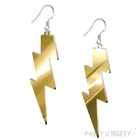 xx kolczyki blyskawice zlote lustro