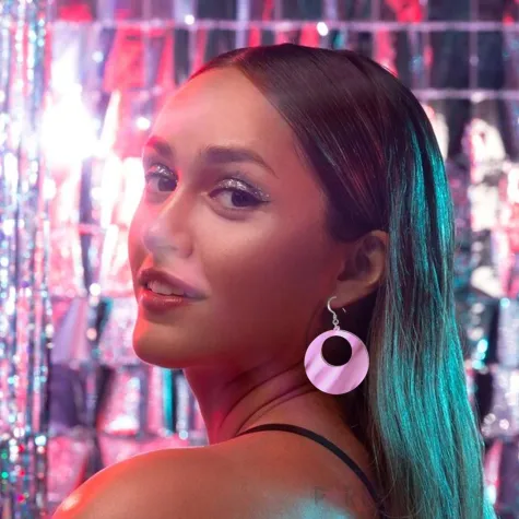 xx kolczyki kolka rozowe lustro