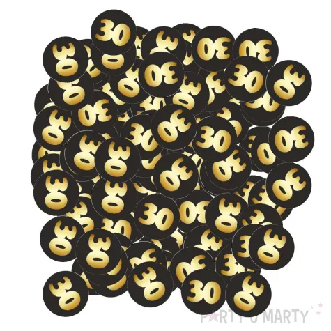 xx konfetti 30 urodziny zloto czarne