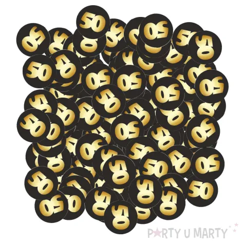 xx konfetti 50 urodziny zloto czarne