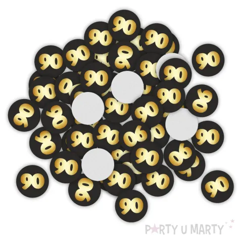 xx konfetti 90 urodziny zloto czarne