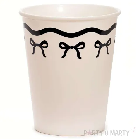 xx kubeczki papierowe z kokardkami kremowo czarne 220 ml 1 op 6 szt