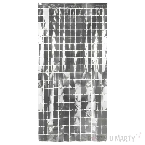 xx kurtyna party kwadraty srebrny 100x200cm