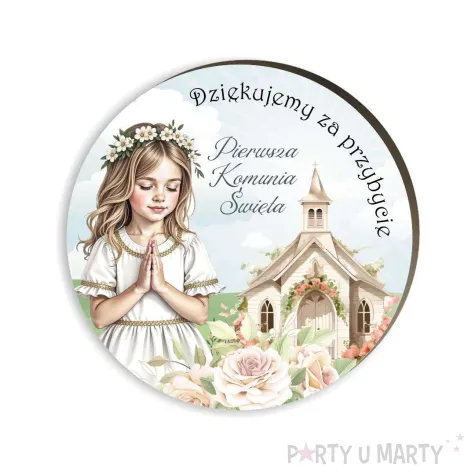 xx magnes na komunie dziewczynka i kosciol
