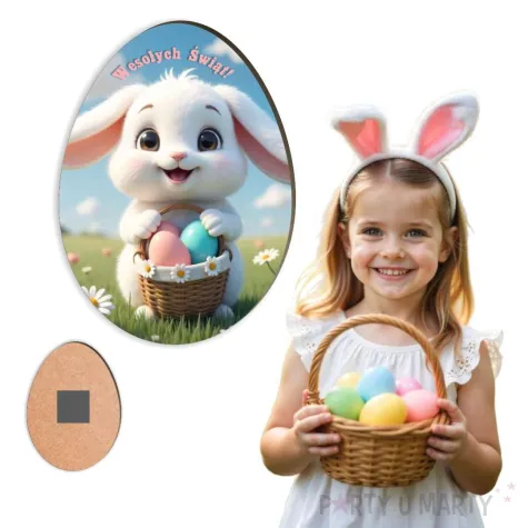 xx magnes na wielkanoc kroliczek z koszyczkiem