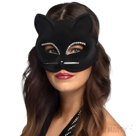 xx maska wenecka czarny kot